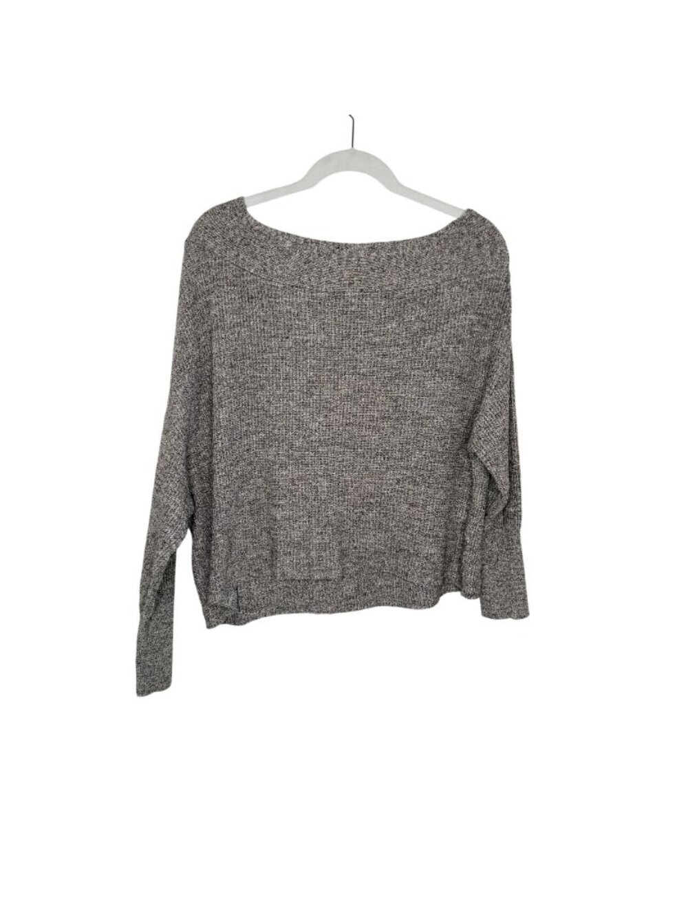 Free People Heathered Grey Knit Off-Shoulder Sweater, S - Picture 2 of 8